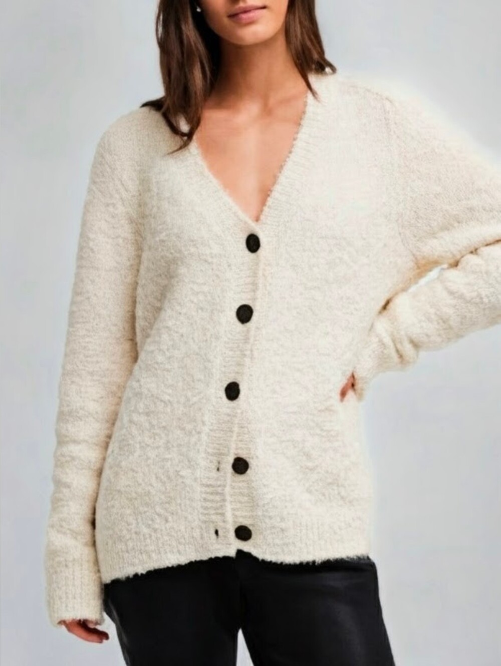 Madewell Women's White Fuzzy Cardigan Sweater